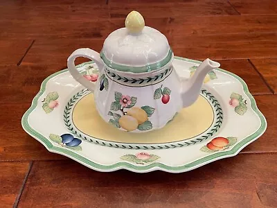 Villeroy & Boch Country Collection Vintage Teapot Tea Pot Platter Tray Set New • $119.99