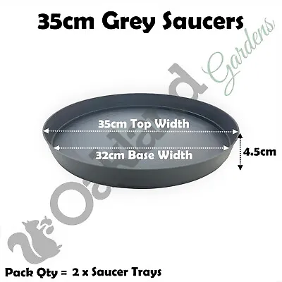 £6.25 • Buy Round Plastic Plant Pot Saucer Water Drip Tray 35cm Grey Base Tray Qty = 2