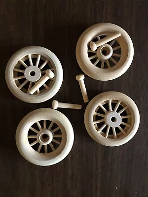 Unused Set Of 4  Hardwood Wooden Spoke Wheels For TOY Cart Or Wagon 2-7/8” • $20