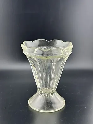 Vintage Ribbed Glass Ice Cream Sundae Dish Clear Footed • $10.72