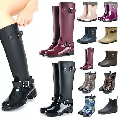 Womens Wellington Ankle Boots Soft Wellies Rain Snow Boots Shoes Waterproof♛ • $48.29