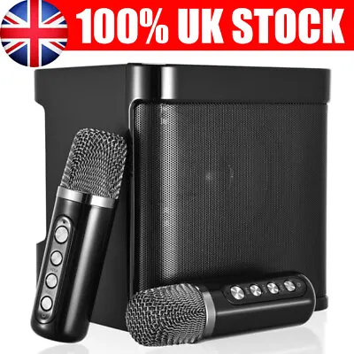 Portable Karaoke Machine With 2 Wireless Microphone Mini Bluetooth Speaker Gifts • £31.89