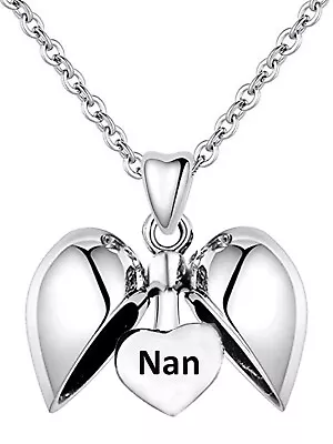 Sterling Silver 'Nan' Heart Pendant & Necklace  Gifts For Her Women Nanny • £29.95