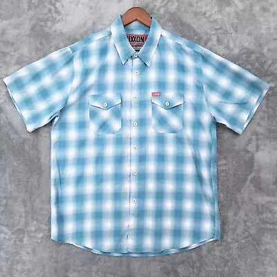 Dixxon Flannel Shirt Fria Mens XL Blue Plaid Short Sleeve Bamboo Blend • $29.95