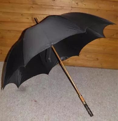 Antique Faux Tortoise Shell 'Sangster' Black Parasol Umbrella - • £195