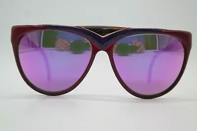 Vintage Sunglasses Zeiss 8153 Wine Red Blue Gold Oval Sunglasses Glasses • $67.25