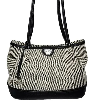 Brighton Cala Tote Pretty Tough Chevron Canvas & Leather Shoulder  Handbag $375 • $229