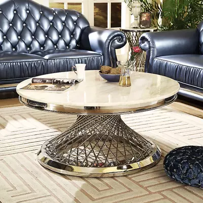 Italian Style Modern Marble Coffee Table Dining Table Large Round Luxury Living • $3384.03