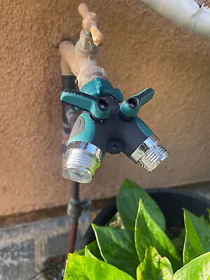 Heavy Duty 2 Way Garden Hose Y Splitter Faucet Hose Bib Split W/ Valve Shut Off • $12.99