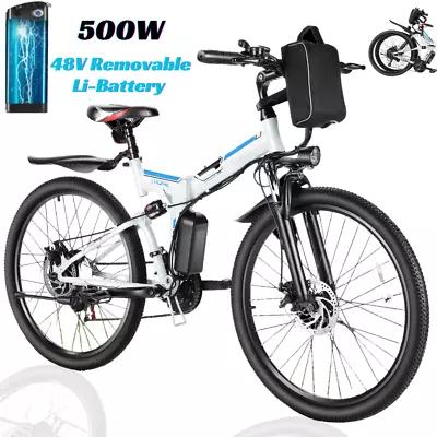 26  Folding Electric Bike Mountain Bicycle 500W 48V Commuting Ebike 20mph FAST~ • $478.99