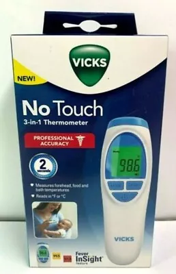 Vicks No Touch 3-in-1 Thermometer Measures Forehead Food And Bath Temperatures • $10