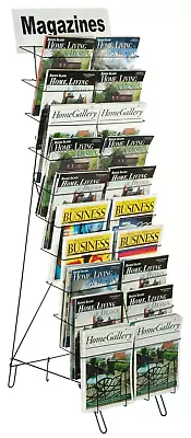 20 Pocket Freestanding Magazine Newspaper Rack Office Display Organizer Stand • $103.41