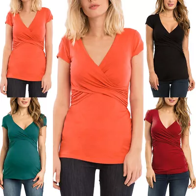 Maternity Women Pregnant V Neck T Shirt Tops Breastfeeding Nursing Blouse Summer • $15.59