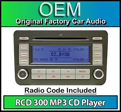 VW RCD 300 MP3 CD Player Radio Passat Car Stereo Head Unit With Radio Code • $109.90