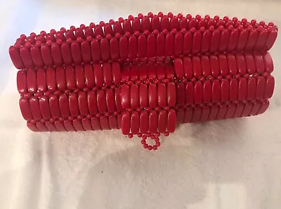 Bakelite Red Beaded Purse/clutch Vintage • $250