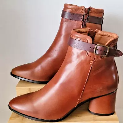 Miz Mooz Brandy British Tan Justice Leather Ankle Boots EU37 US6.5-7 • $74.99