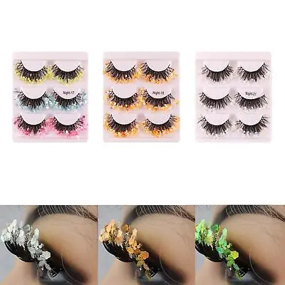 3 Pairs Luminous Sequin False Eyelashes False Lashes Wispy Dramatic Shining • £6.84