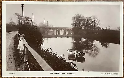 Rppc View Along The Canal Towards Bridges At Stennard Lane Mirfield Yorkshire • £2