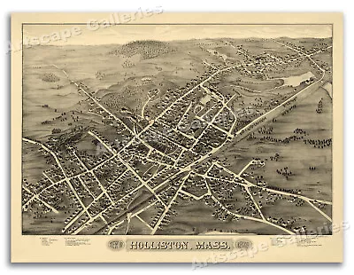 Holliston Massachusetts 1878 Historic Panoramic Town Map - 20x28 • $17.95