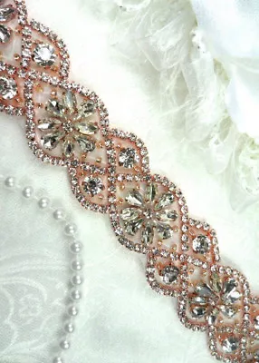$39.99 • Buy Iron On Trim Rose Gold Beaded Glass Crystal Rhinestone Bridal Banding 1.5  