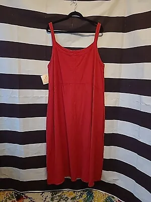 NWT Vintage Maria De Guadalajara Red Cotton Shift Smock Dress Women's XL  • $50