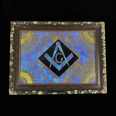 1920s Art Deco Brazilian Butterfly Wing Art Frame Mason Masonic Symbol • $145