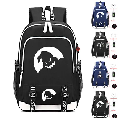$37.99 • Buy Nightmare Before ChristmaS USB Charging Port Backpack School Bag Hiking Rucksack