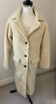 Covent Garden Cream Borg Teddy Long Coat Size 12 • £9.99