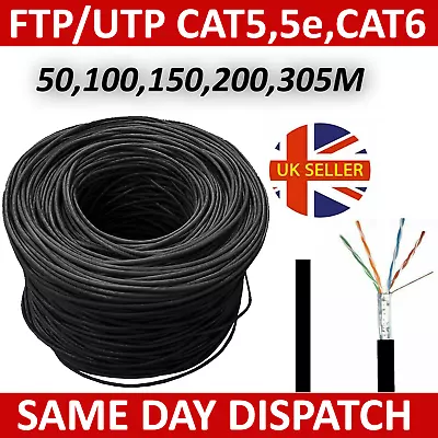 £13.39 • Buy 50,100,200M CAT5e, CAT6 Network Cable UTP FTP Ethernet Patch Roll Lan Outdoor UK