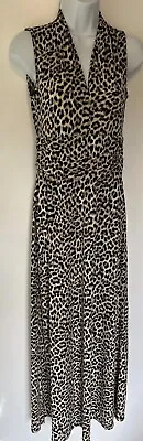 Vince Camuto Size XS Maxi Dress Animal Print V Neck And Ruched Waist • $25