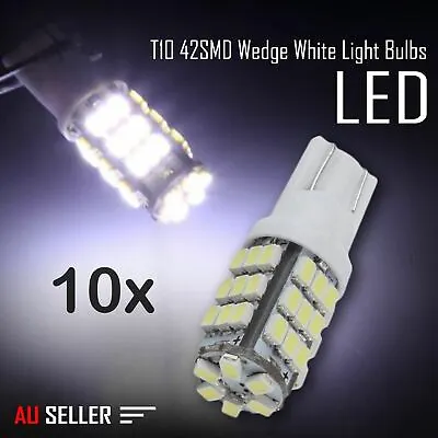 10x T10 168 194 White 42SMD LED Wedge Light Side Corner Tail Park Globe Bulb 12V • $10.30