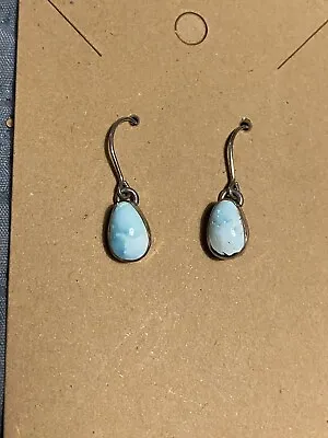 Vintage MB  Sterling Silver 925 Larimar Blue Calcite Dangle Drop Earrings • $14.99