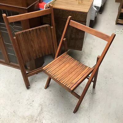 Pair Of Vintage Teak Wood Folding Garden Picnic Chairs • £89.99