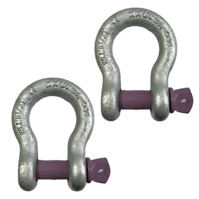 2x Lifting Shackle WLL 8.5 Ton Galvanised Screw Pin Tested Alloy Bow Shackles • £28.79