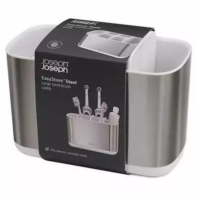 Joseph Joseph EasyStore Steel Toothbrush Caddy Large White Bathroom • $36.92