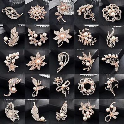 £1.19 • Buy Vintage Crystal Rhinestone Flower Brooch Pin Wedding Bridal Pearl Brooch Gift