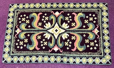 £150 • Buy Vintage 1960s/70s Green Retro Swedish Style Latch Hook Wool Rug 61 X36  (Mar)