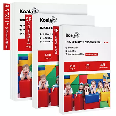 Lot Koala 61lb Glossy Photo Paper 4X6 5X7 8.5X11 11x17 13x19 Inkjet Thick 12Mil • $118.99