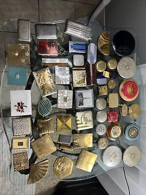 Vintage Mixed Lot Of 53 Vintage Compacts Cigarette Cases Powder Boxes & Other • $1500