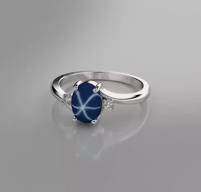 $41.59 • Buy Cornflower Star Sapphire Ring Sterling Silver / Blue Star Sapphire Ring