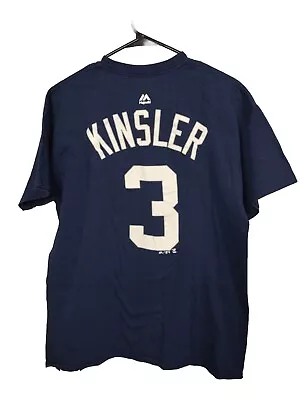 IAN KINSLER DETROIT TIGERS #3 JERSEY T SHIRT Baseball MLB Blue Majestic Adult L • $12