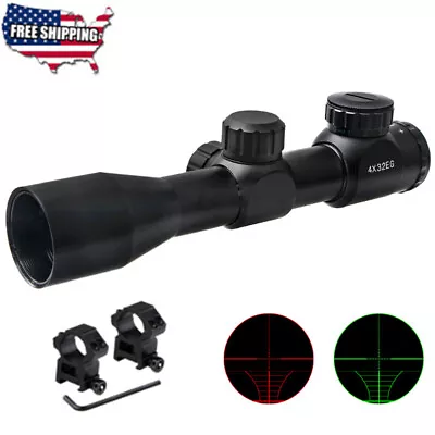 Rifle Scope Mil Dot Illuminated Red&Green Optics Hunting + 2X Scope Mount • $27.99