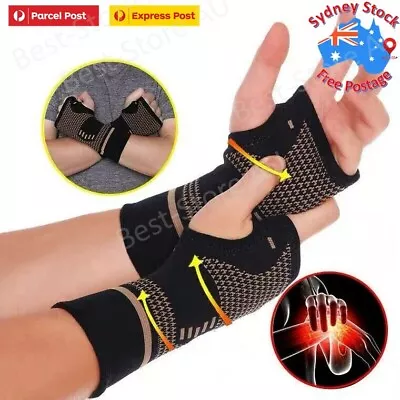 Copper Wrist Support Splint Carpal Tunnel Syndrome Sprain Strain Brace Sleeves H • $5.98