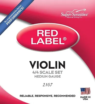 Super Sensitive Red Label Violin Strings Full Set 4/4 M  Medium  RED 2107 • $20.95