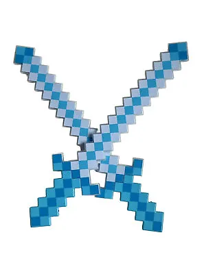 Minecraft Diamond Swords Blue Plastic 24  Lights Up 3 Settings Set Of Two • $14.99