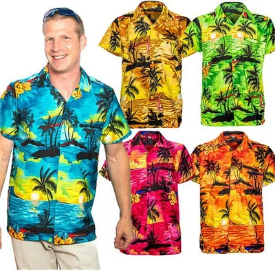 £8.95 • Buy Mens Hawaiian Shirt Aloha Hawaii Stag Sunset Holiday Beach Pool Party S-xxl