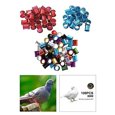 100x Pigeon Foot Rings 8mm Aluminum Racing For Bantam Canary Finch Birds • £7.44