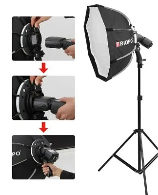 90cm Softbox Octagon Umbrella Bracket Hand Grip Softboxes For Speedlight CBV • £55.39