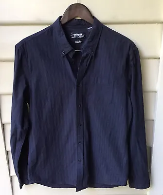 Desigual Blue Black Shirt Check M Regular Fit Cotton Blend Logo Oxford As New • $39