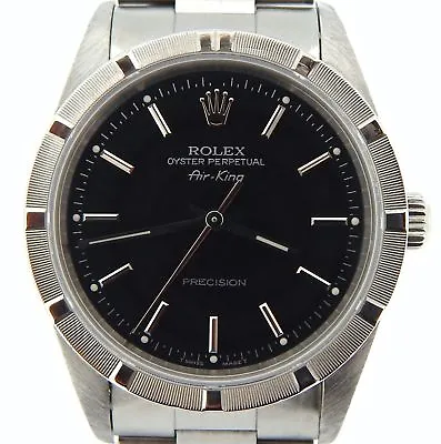 Rolex Air King Precision Mens Stainless Steel Watch Oyster Band Black Dial 14010 • £4294.11